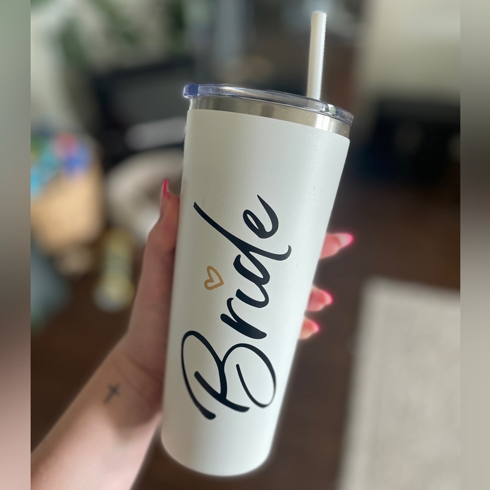 ❤️ White Stainless Steel BRIDE tumbler - DISCOUNTED SHIPPING